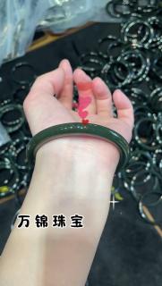和田玉青玉圆条手镯女款玉镯子 内径约62mm 附证书