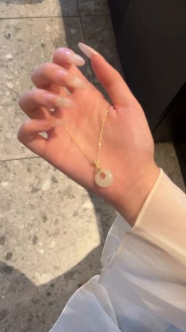 fanci范琦×宫主福气平安扣金色和田玉项链轻奢高级感生日礼物送妈妈
