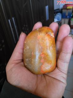 和田玉原石开皮浮雕松鹤延年把件