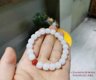 *珍品*终身保真*纯天然和田玉白玉10mm大气老型珠手串*和田玉质细腻滋