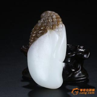 和田玉糖白玉于士荣大师作品80g岁岁有福挂件吊坠