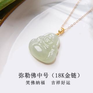 胖东来同款金镶玉佛吊坠玉佛和田玉女笑佛玉石小弥勒佛项链玉佩 和田
