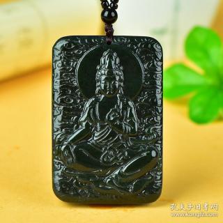 精致和田玉青玉《观音》