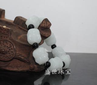 【盛世珠宝 天然a货和田玉手工白玉diy双面佛头像散珠手链手串批发】