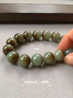 新疆和田玉且末蓝糖聚宝盆卡14手串