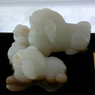 和田玉摆件三狮