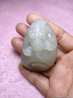 旧藏和田玉瑞兽貔貅手把件