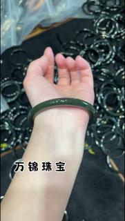 和田玉青玉圆条手镯女款玉镯子 内径约62mm 附证书