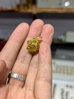 925银镶碧玉小吊坠
