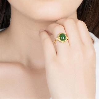 椭圆蛋形玉髓戒指 镶玉满天星闪耀戒指和田玉镶嵌 活口镀女戒