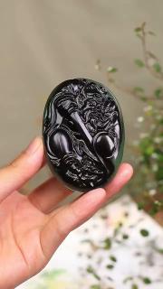 新疆和田玉碧玉黑皮钟馗