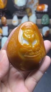 新疆和田玉黄沁财神