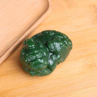 天然老坑新疆和田玉碧玉貔貅天然皮休玉石菠菜绿招财瑞兽玉挂摆件