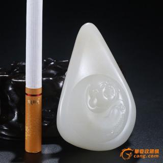 65.3g和田玉白玉籽料 精雕 佛引福来挂件