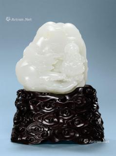 【尤志光 和田玉籽料门迎紫气摆件】拍卖品