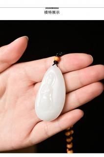 天然和田玉吊坠羊脂白玉观音玉坠男玉石玉器
