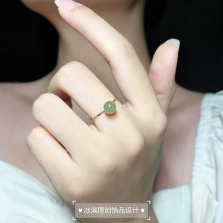 细腻水润和田玉戒指指环水洗不掉色美国14k包金精致简约高 级感