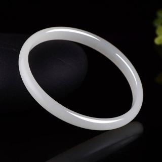 春龙 天然新疆和田玉手镯 女款白玉细圆条玉镯
